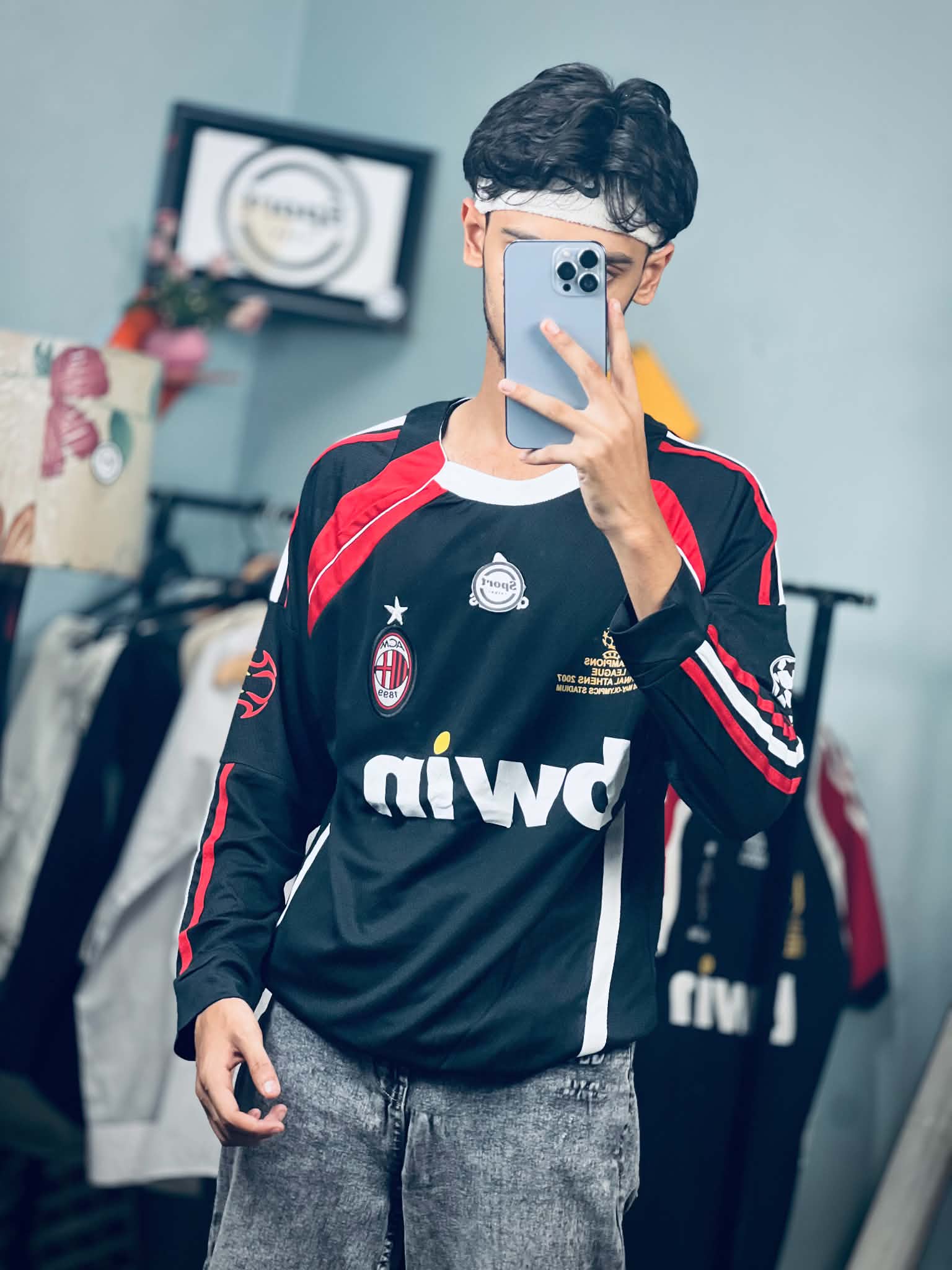 AC Milan  Black 2006-2007 Away Retro Kit Full Sleeve